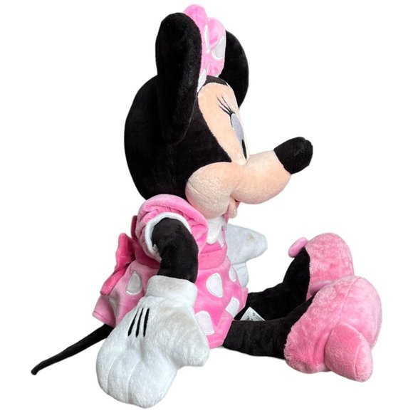 18" DISNEY Minnie Mouse Plush Pink Polka Dot Dress & Bow White Bloomers Stuffed - Picture 5 of 12
